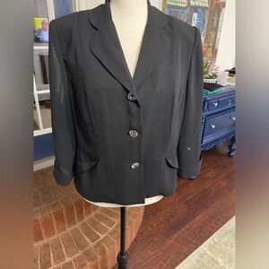 Karin Stevens Black Sheer Sleeve Formal Blouse Size 14